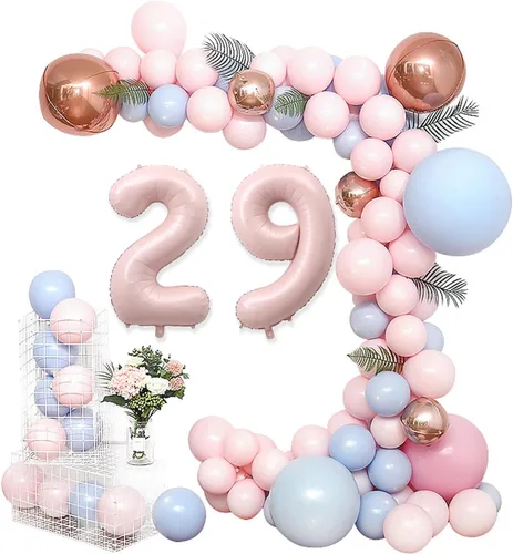 Vista 2 de Globos de papel de aluminio de 40 pulgadas con el número 29, decoraciones para fiesta de cumpleaños número 29, boda, despedida de soltera
