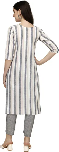 Vista 2 de TRENDMALLS Kurta con pantalón de mezcla de algodón del sur para mujer