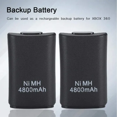 Vista 5 de Bewinner Batería recargable para Xbox 360 viene con cable de carga USB y base de carga batería recargable de repuesto de 4800 mAh batería de reserva