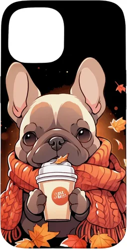 Vista 6 de French Bulldog Fall Autumn Pumpkin Spice Latte Frenchie Dog Case for iPhone 17