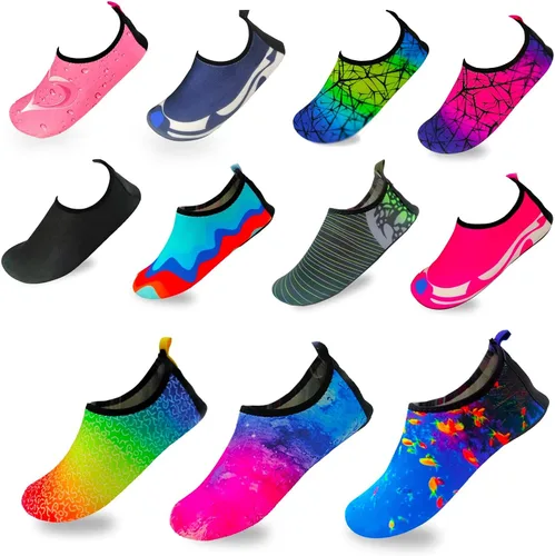 Vista 5 de Calcetines acuáticos flexibles para mujer, zapatos de natación, zapatos de verano al aire libre para deportes acuáticos, piscina, mar, actividades