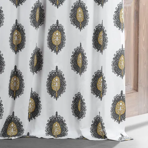 Vista 6 de HPD HALF PRICE DRAPES PRTW-BOD02A-84 - Cortina opaca de algodón con estampado maya (1 panel), 50 x 84 pulgadas, color verde azulado maya