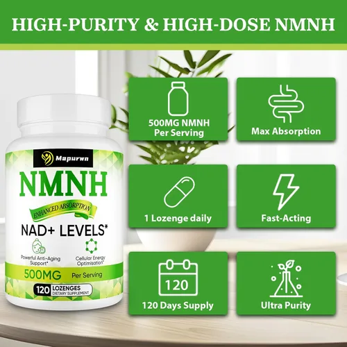 Vista 9 de NMNH (mononucleótido de dihidronicotinamida), suplemento de NMN, 500 mg por porción de suplemento NAD para aumentar los niveles de NAD+ a medida que