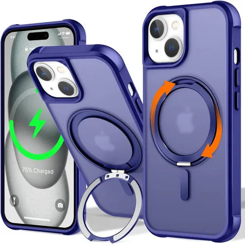 Vista 9 de UMIONE - Funda con diseño de anillo magnético giratorio de 360° para iPhone 11, soporte de bucle invisible integrado, compatible con Magsafe, funda