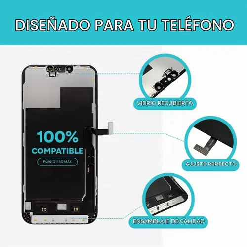 Vista 7 de Kit de reparación de repuesto de pantalla para iPhone 13 Pro Max de 6.7 pulgadas con herramientas, fácil instalación, compatible con True Tone &