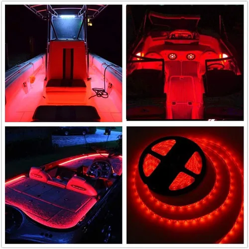 Vista 6 de Tiras de luz LED para pontón, luces LED marinas impermeables de 12V 5M/16.4FT para interior de barco, luz de cubierta de barco para pesca nocturna