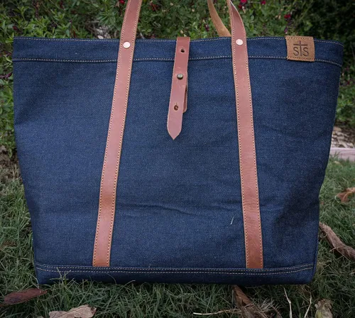 Vista 6 de STS Ranchwear Bolso de mano multifuncional para mujer, estilo casual, para uso diario, colección Bayou, color azul, Azul (Denim), Bolso de mano