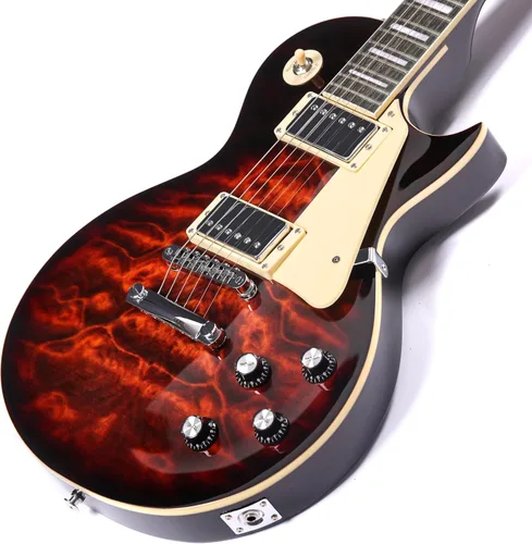 Vista 7 de Grote Guitarra eléctrica de cuerpo sólido LPYS-006 Maple Neck Ideal para todos los niveles con Gigbag (marrón antiguo)