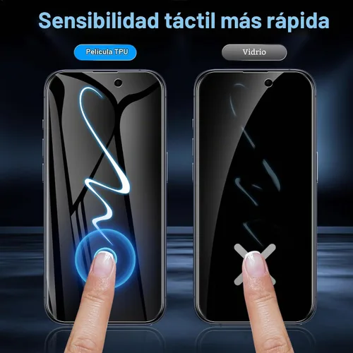 Vista 2 de LYWHL Paquete de 2 protectores de pantalla de privacidad para iPhone 15 / iPhone 15 Pro [como la sensibilidad táctil original], película privada