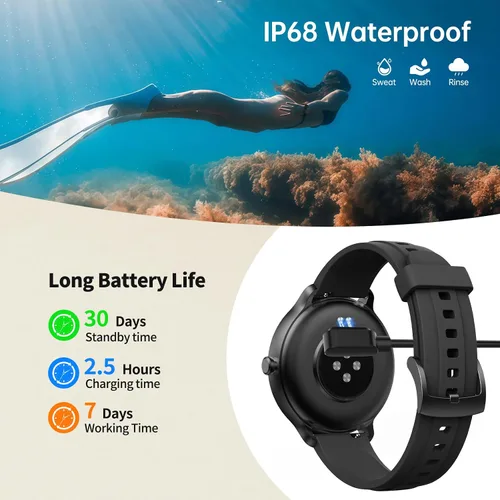 Vista 8 de Reloj inteligente para hombres y mujeres (responder/hacer llamadas), reloj inteligente con voz AI incorporada, pantalla HD de 1.27" con monitor