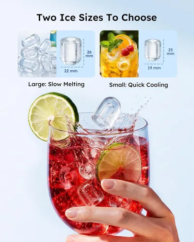 Vista 5 de Máquina de hielo compacta para encimera con mango, 26 lbs/24h