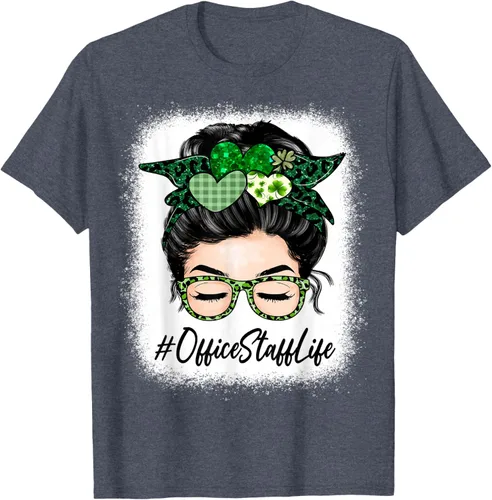 Vista 16 de Office Staff - Camiseta de trébol para mujer, diseño de moño desordenado, Verde