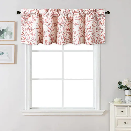 Vista 39 de VOGOL Cortinas de cenefa de jacquard dorado con diseño de flores de lujo para dormitorio, sala de estar, comedor, 52 x 14 pulgadas, 1 panel, negro