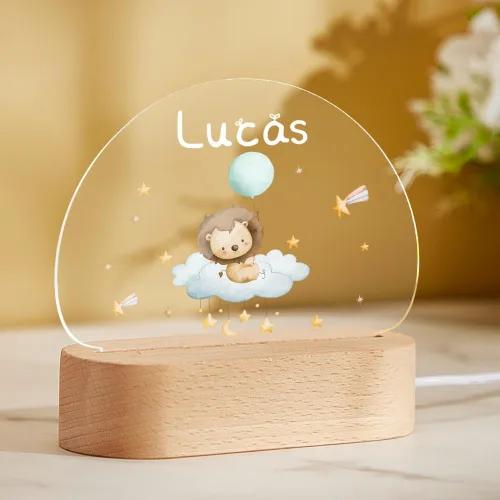 Vista 17 de VEELU Regalos personalizados para niños, luz nocturna con nombre personalizado con lindos animales, lámpara LED acrílica para bebé, regalo