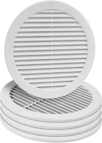 Vista 32 de Paquete de 10 cubiertas redondas de ventilación de aire de 4 pulgadas – Deflector de ventilación de aire Soffit de plástico blanco con malla