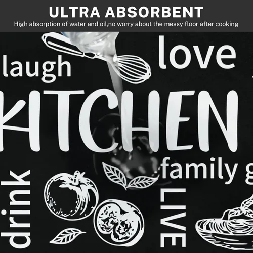 Vista 4 de ArtSocket Juego de 2 tapetes de cocina antideslizantes y lavables, color negro, tapete moderno para debajo del fregadero y felpudo