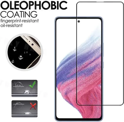Vista 4 de Protector de pantalla de cobertura completa para Galaxy A53 5G, 2 unidades, seda negra, antiarañazos, fácil de instalar, película protectora