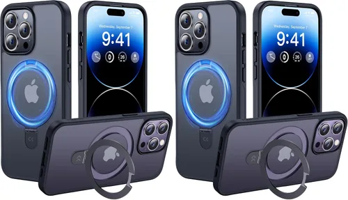 Vista 58 de CASEKOO- Funda para iPhone 12 Pro Max, c/soporte magnético invisible [protecc. militar contra caídas] [compatible con MagSafe], a prueba de Negro