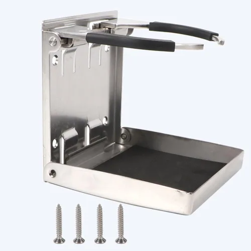 Vista 3 de 2PCS plegable sostenedor de la bebida de acero inoxidable ajustable portavasos marino/barco/caravana/coche (grande)