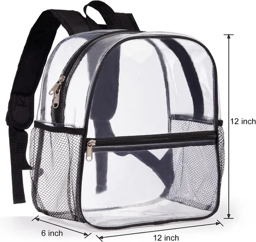Vista 2 de Mochila transparente de 12 x 12 x 6 pulgadas, Negro