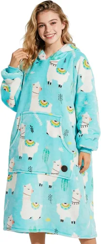 Vista 64 de THREE POODLE - Manta con capucha portátil para mujeres, sudadera con capucha de sherpa de gran tamaño para adultos hombres, mantas con capucha