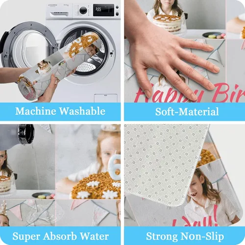 Vista 6 de Tapete personalizado para puerta con imagen, logotipo, nombre, texto, antideslizante, lavable, rectangular, personalizable con estampado, tapete