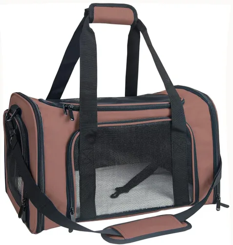 Vista 24 de Transportador de lados suaves para perros y gatos pequeños y medianos, aprobado por la aerolínea TSA, plegable, para mascotas, color negro