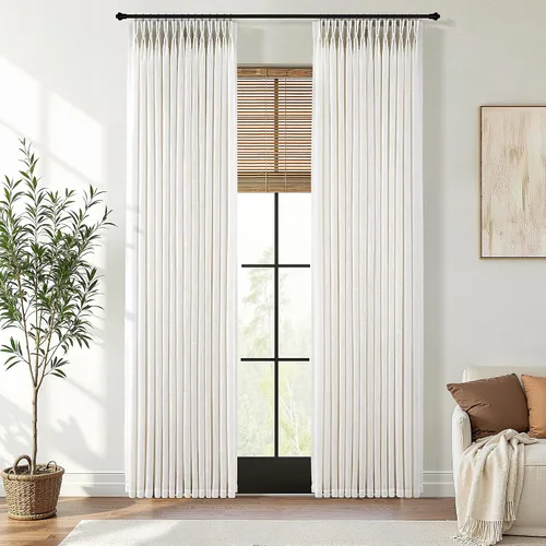 Vista 62 de Cortinas de lino plisadas Blanco crema