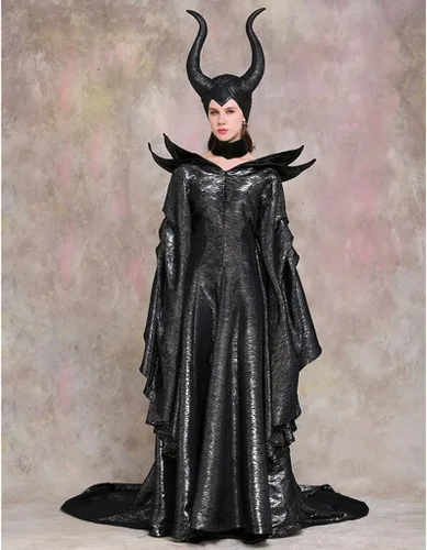 Vista 3 de CosplayDiy Disfraz de villano de la señora malvada para mujer vestido de reina de bruja