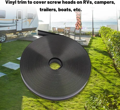 Vista 6 de Cubierta de tornillo de moldura de vinilo negro de 1 pulgada para caravana, barco, cámper, remolque de viaje (25 pies) Las tiras de vinilo cubren