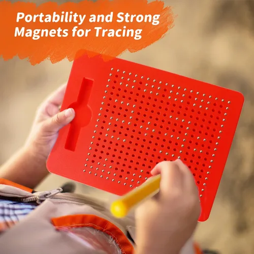 Vista 9 de MAGBLOCK Tablero magnético de dibujo para niños con bolígrafo magnético, juguetes educativos portátiles para niños y niñas, regalos ideales