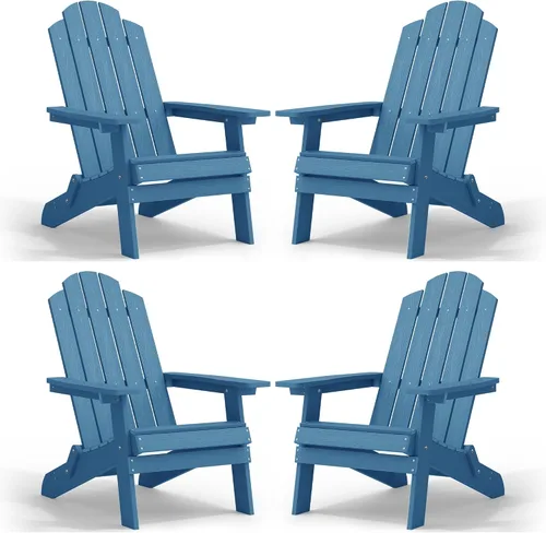 Vista 20 de MXIMU Silla Adirondack plegable para exteriores: sillas Adirondack fáciles de montar y cómodas, silla de plástico compuesto para todo tipo de clima