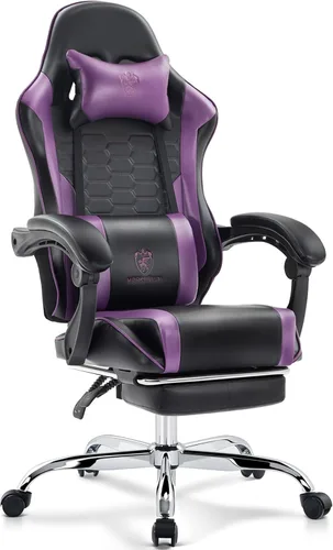 Vista 15 de Silla Gaming, Silla de Oficina para Computadora con Reposapiés, Soporte Lumbar de Masaje y Almohadilla de Gel, Silla Ergonómica Reclinable Ajustable