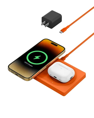 Vista 8 de Belkin BoostCharge Pro - Estación de carga inalámbrica 2 en 1 con MagSafe de 15 W, cargador de carga rápida compatible con iPhone 15, 14, 13 y 12