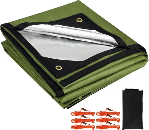 Vista 16 de Paquete de 2 mantas de supervivencia resistentes, lona térmica de emergencia impermeable, multiusos, reflectantes, aisladas, para todo