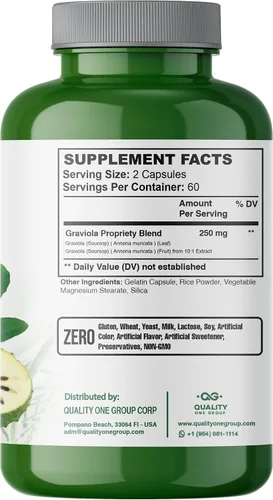 Vista 6 de GRAVIOLA MAX - 2500 mg por porción de suplemento de extracto de graviola puro - Guanábana (Annona muricata) - Refuerzo del sistema inmunológico