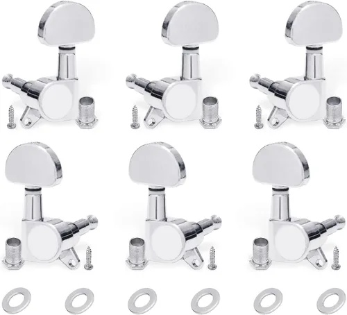 Vista 10 de SAPHUE 6 clavijas de afinación de guitarra 3L3R, clavijas de afinación de guitarra selladas cuadrado grande, cabezales de máquina, guitarra Negro