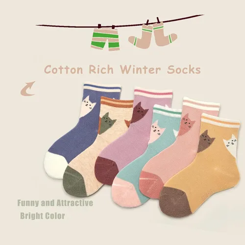 Vista 12 de Aisyee Calcetines de algodón para niños, calcetines sin costuras para niños, calcetines coloridos de cuarto de punto, paquete de 6