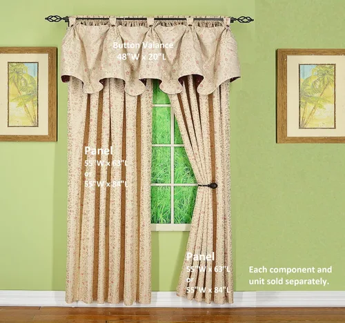 Vista 9 de Today's Curtain Madison - Cenefa reversible con botones, 20 pulgadas de largo, color burdeos