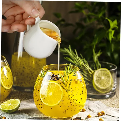 Vista 6 de Luxshiny Jarra de cerámica de 6 piezas, pequeña jarra de salsa blanca de porcelana con mango para salsa, café, leche