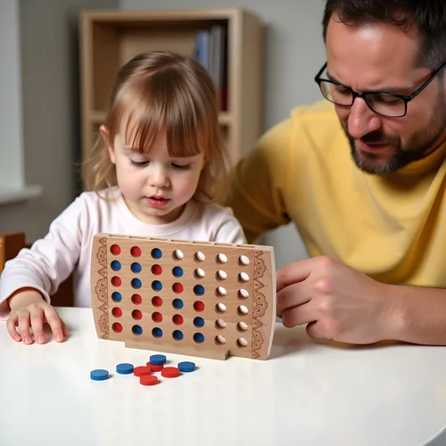 Vista 7 de Juego de madera 4 en una fila, decoración de mesa auxiliar, juego de estrategia clásico, juegos de mesa familiares, juguetes de regalo para niños