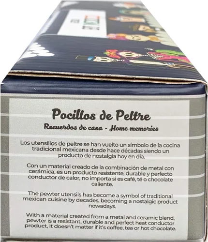 Vista 5 de BY MEXICO Los Catrines Mini Pocillo de Peltre - Juego de 4 tazas de esqueleto negro de 2.7 onzas