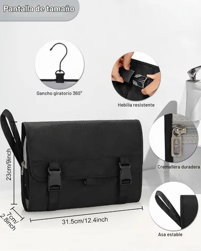 Vista 3 de Relavel Neceser colgante para viajar, 01 Negro, XL