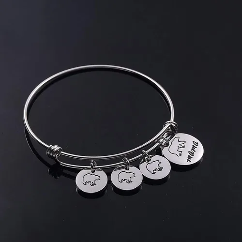 Vista 4 de GDKASRNY Pulsera de oso de mamá con brazalete ajustable de 1, 2, 3 cachorros, regalo para mamá