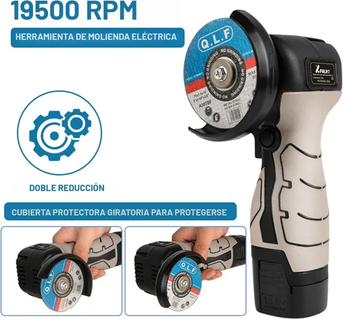 Vista 3 de ZFULVO Kit de amoladora angular de cepillo inalámbrico, mini herramienta de molienda angular eléctrica de 19500 rpm con 2 baterías de 16.8 V 2000