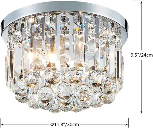 Vista 4 de AGV LIGHTING 16061 K9 Lámpara de techo empotrada de cristal, cerca del techo, diseño moderno, 3 luces, perfecta para vestíbulo, sala de estar, D12 x