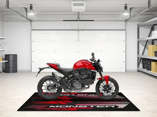 Vista 3 de Alfombra de estacionamiento para modelos de motocicleta Monster, expositores y tapete para pozo, lavable, antideslizante, alfombra para garaje