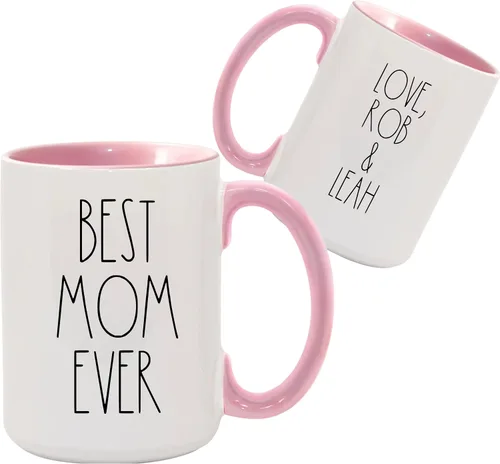 Vista 2 de YourTextHereShoppe - Taza de café personalizada estilo granja de 11 onzas, texto personalizado en uno o dos lados, taza de cerámica inspirada