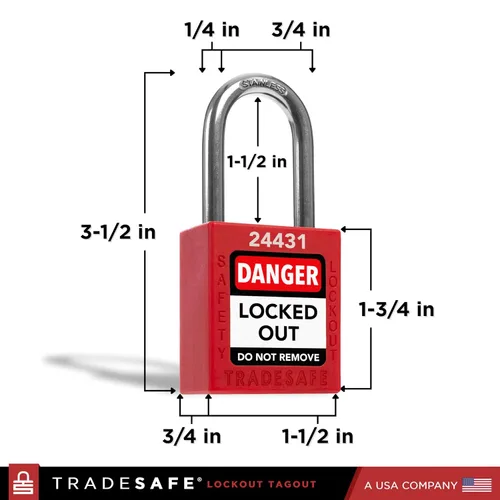 Vista 2 de TRADESAFE Juego de cerraduras de bloqueo - 7 cerraduras de loto rojas, cerraduras de bloqueo con llave diferente, 1 llave por cerradura, candados