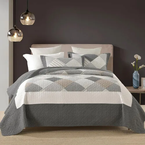 Vista 11 de Colchas Tamaño Queen - Juegos de Colcha y Cubrecama Queen, Juego de Ropa de Cama Acolchada 100% Algodón para Cama Queen, 3 Piezas Edredón Ligero